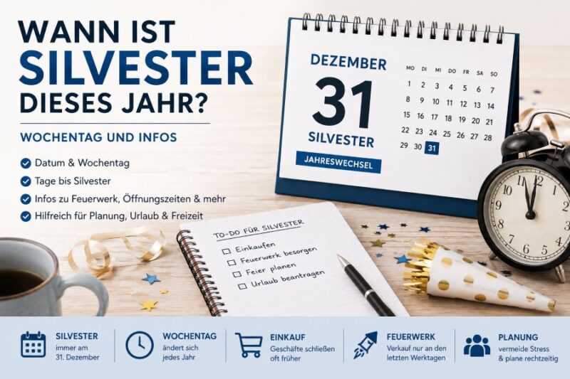 Wann ist Silvester Wochentag