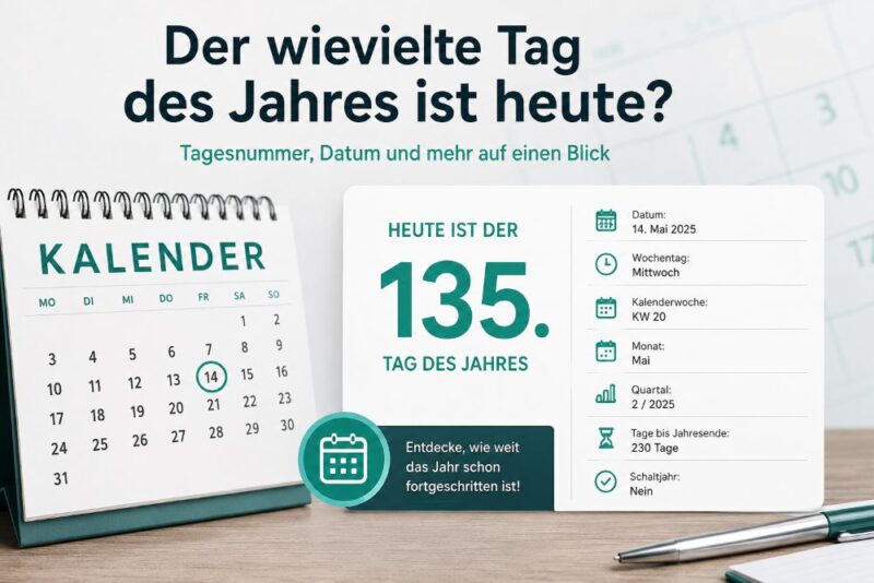 Kalender mit Beschriftung: Der wievielte Tag des Jahres ist heute?
